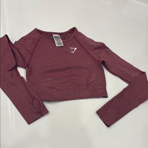 Xtra small, Never worn, brand new, Gymshark Burgundy Long Sleeve Crop Top